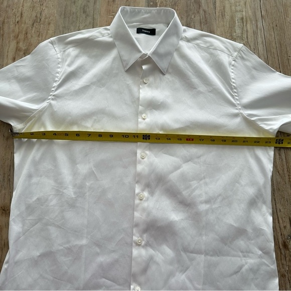 Theory Sylvain White Short Sleeve Slim Fit Button Down Shirt SZ XL Luxury NWT - Picture 5 of 8